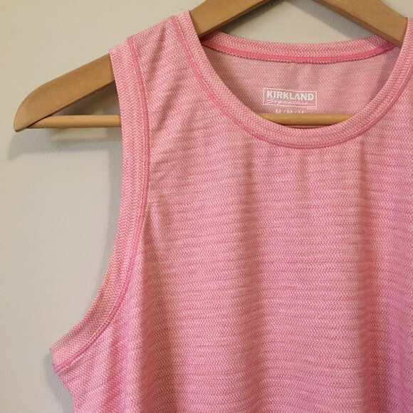 2 Cotton Candy Pink Horizontal Herringbone Print Tank Tops - Picture 3 of 15